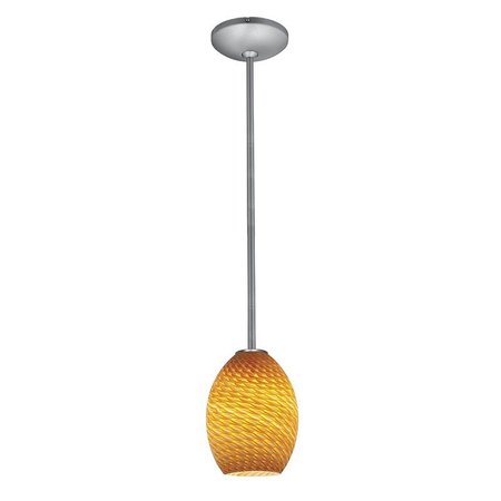 ACCESS LIGHTING Brandy FireBird, Pendant, Brushed Steel Finish, Amber Firebird Glass 28023-1R-BS/AMBFB